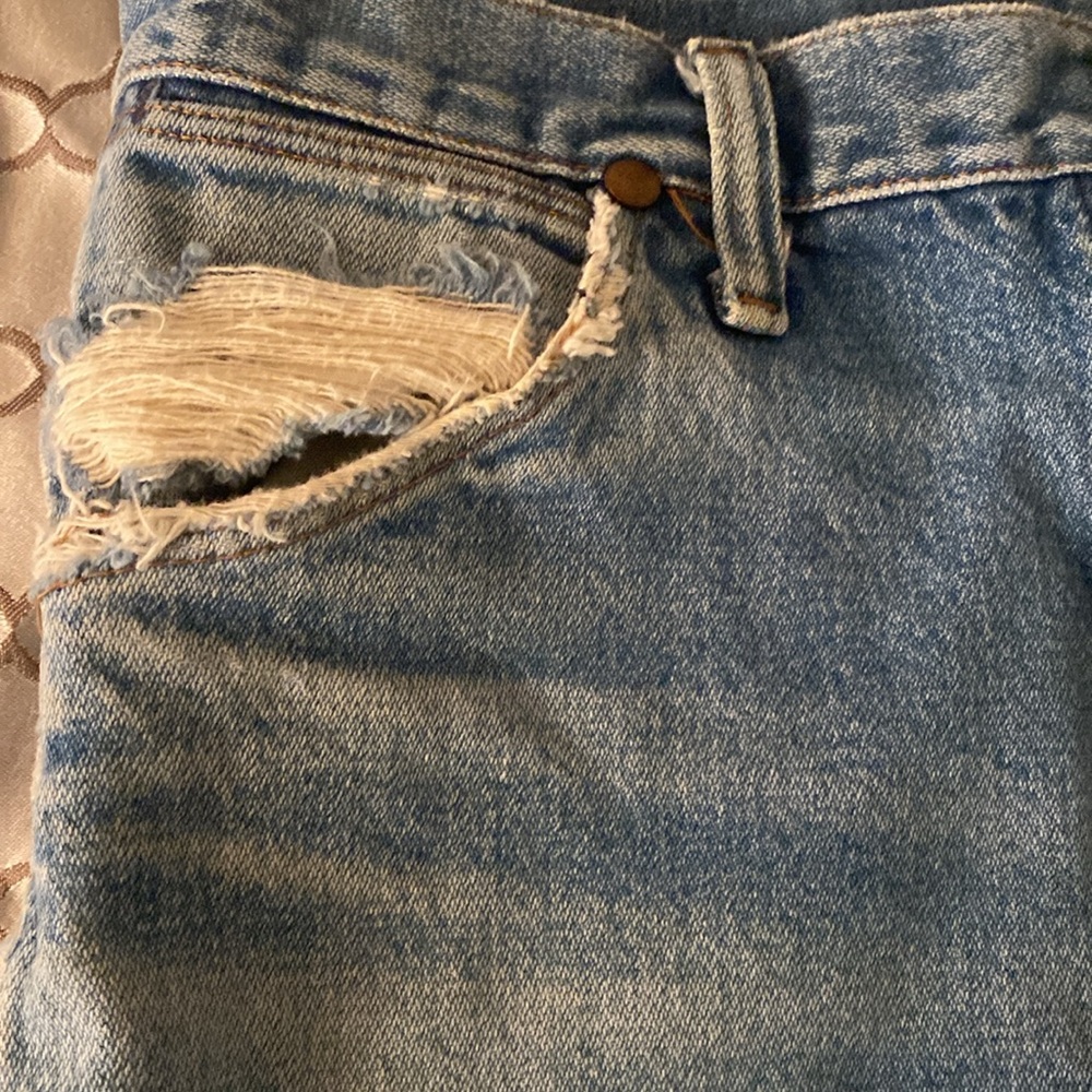 Wrangler Super Distressed Vintage Blokecore Denim Jeans 31/32 - Picture 5 of 15